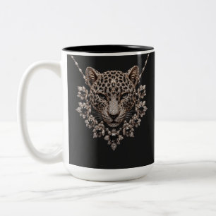 Luxus Schwarz & Gold Leopard Blumen Diamant Zweifarbige Tasse