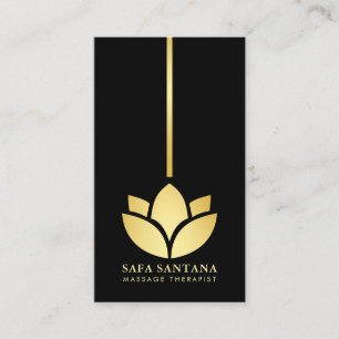 Luxus-Schwarz-Gold-Lotus-Massagetherapeut Visitenkarte