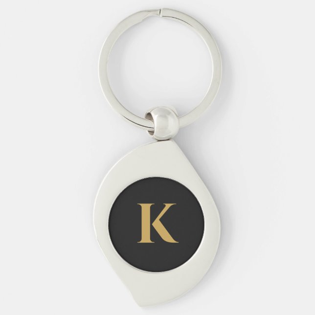 Luxus-Schwarz-Gold-Monogramm A Schlüsselanhänger (Vorderseite)