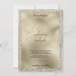 Luxus-Schwarz-Gold-Monogramm Anfangsbuchstabe Hoch Einladung
