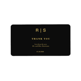 Luxus-Schwarz-Gold-Monogramm-Rücksendeetikett Adressaufkleber