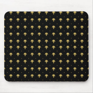 Luxus-Schwarz-Gold-Vintage-Damaskmuster Mousepad