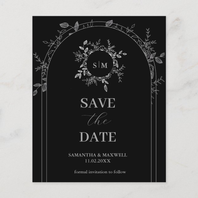 Luxus Schwarz Save the Date elegant Flyer (Vorne)