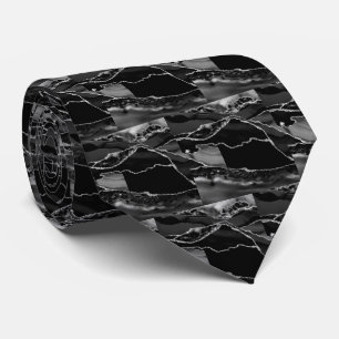 Luxus-Schwarz-Silber-Faux-Glitter-Faux-Seide Krawatte