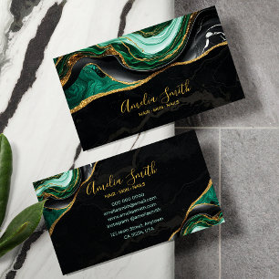 Luxus Schwarz & Smaragdgrün Marmor mit Gold Visitenkarte
