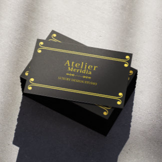 Luxus-Schwarz und Gold Floral Elegant Visitenkarte