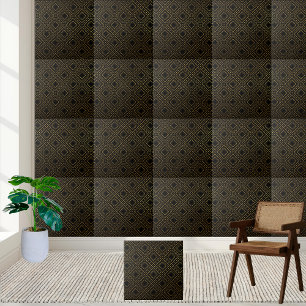 Luxus Schwarz und Gold Geometric Rhombus Tile Fliese