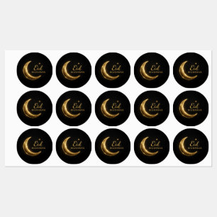 Luxus-Schwarze & Goldene Eid Mubarak Aufkleber – E