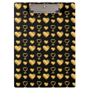 Luxus-Schwarze-Goldfolie-Herzen Klemmbrett