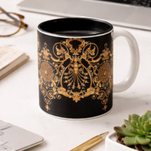 Luxus-Schwarze-und-goldene-Marmor-Kaffeetasse | El