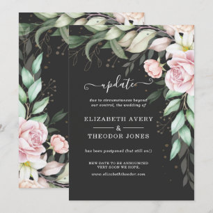 Luxus schwarze und rosa florale Hochzeitsaktualisi Einladung