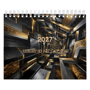 Luxus-Schwarzer & Gold-3D-Kalender 2027 Kalender