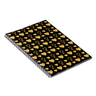 Luxus-Schwarzes-Goldfolien-Herzen Notizblock