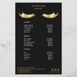 Luxus-Schwarzes und Goldenes Salon-Preisliste-Menü Flyer