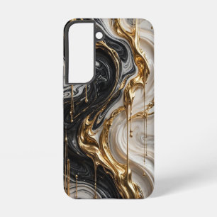 Luxus-Schwarzes-Weißes-und-Gold-Marmor-Gehäuse Samsung Galaxy Hülle