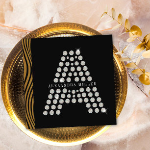 Luxus-Schwarzgold-Diamant-Initialen-Monogramm-QR-C Quadratische Visitenkarte