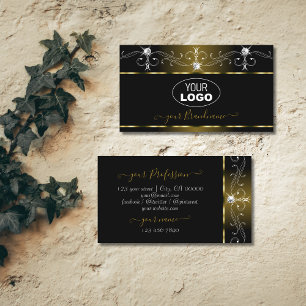 Luxus-Schwarzgold-Verzierung mit Logo-Funkeljuwele Visitenkarte