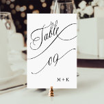 Luxus Script Black and White Wedding Number 9, Tischnummer<br><div class="desc">Tabelle 9. Bitte Karo alle verfügbaren Nummern. | Luxuriöse und elegante Wirble Kalligraphie Hochzeit Tischnummer mit Ihren Initialen. Für eine weiter gehende Anpassung dieses Designs klicken Sie bitte auf den BUTTON BLAU DESIGN TOOL oben!</div>