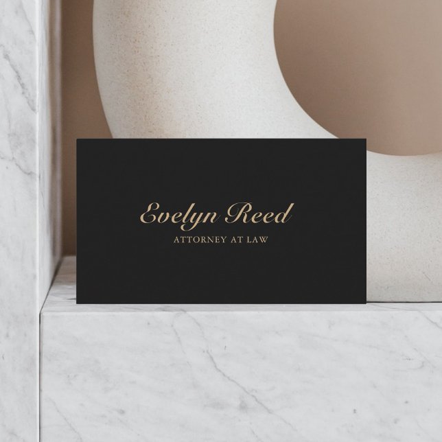 Luxus Script Minimalistisch QR Code Black Gold Visitenkarte (Von Creator hochgeladen)