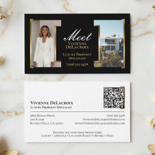 Luxus-Script Schwarz Gold Professionelle Immobilie Visitenkarte