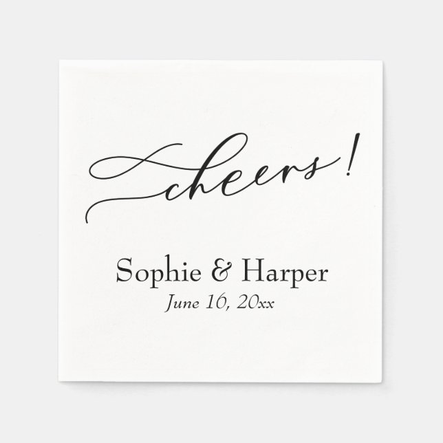 Luxus Script Simple Typografie Cheers! Serviette (Vorderseite)