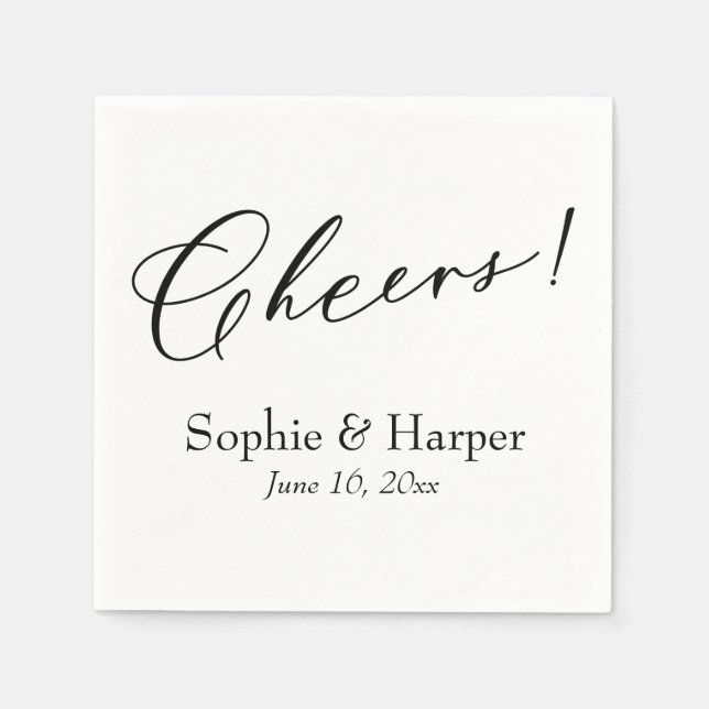 Luxus Script Simple Typografie Cheers! Serviette (Vorderseite)