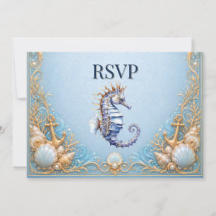 Luxus-Seepferdchen-Strandhochzeit-RSVP-Anker-Seest Einladung