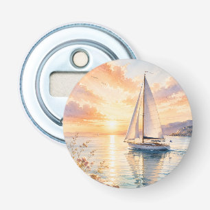 Luxus-Segelboot bei Sonnenaufgang Aquarell Flaschenöffner