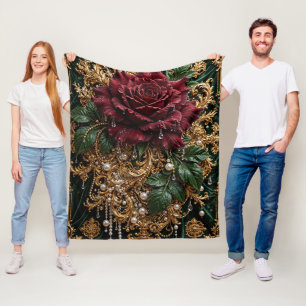 Luxus-Sherpa-Decke im Smaragd-Barockstil Fleecedecke