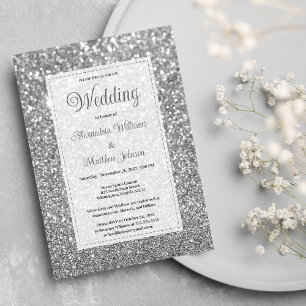 Luxus-Silber-Glitzer-Hochzeit Einladung