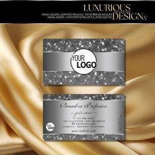 Luxus-Silber-Glitzer-Luminous-Sparkle-Stars-Logo Visitenkarte