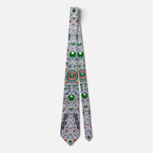 Luxus-Silber-Kaleidoskop-Krawatte – Edelsteinmuste Krawatte