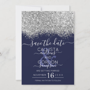Luxus Silber Marine Glitter Konfetti Hochzeit Save The Date