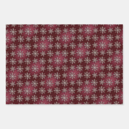 Luxus-Silber-Schneeflocken-Rot-Glitter-Geschenkver Geschenkpapier Set