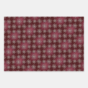 Luxus-Silber-Schneeflocken-Rot-Glitter-Geschenkver Geschenkpapier Set