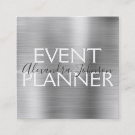 Luxus Silberbrushed Metal Event Planner Quadratische Visitenkarte