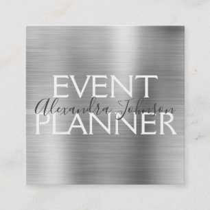 Luxus Silberbrushed Metal Event Planner Quadratische Visitenkarte