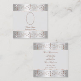 Luxus Silberne Rose Gold Verzierte Ornamente Fotos Quadratische Visitenkarte