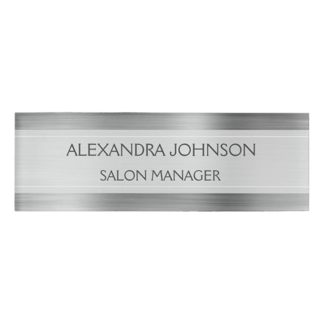 Luxus Silver Beruflich Foil Modern Namenschild (Vorderseite)