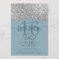Luxus Silver Blue Glitzer Confetti Sweet 16