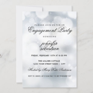 Luxus Silver Bokeh Light Chic Engagement Party Einladung