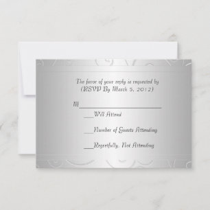 Luxus Silver Damask Wirbel RSVP-Karte RSVP Karte