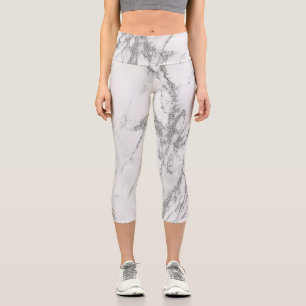 Luxus Silver Glitzer Marmor Capri Leggings