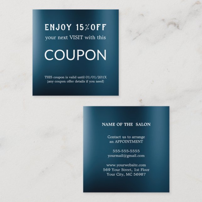 Luxus Silver Glitzer Salon Supplies Rabattkarte (Vorne/Hinten)