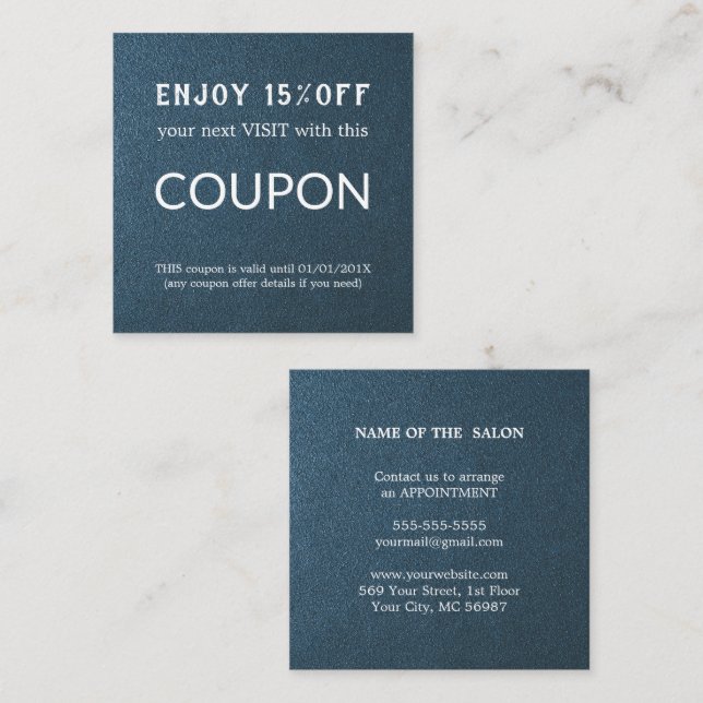 Luxus Silver Glitzer Salon Supplies Rabattkarte (Vorne/Hinten)