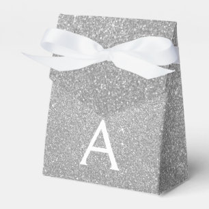 Luxus Silver Glitzer & Sparkle Monogram Geschenkschachtel