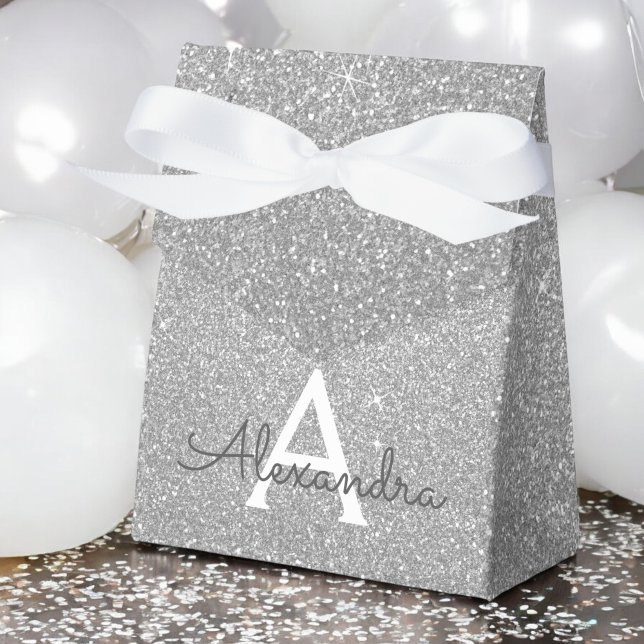 Luxus Silver Glitzer & Sparkle Monogram Geschenkschachtel (Von Creator hochgeladen)