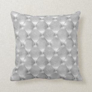Luxus Silver Gray Tufted Leather Opulent Glam Kissen
