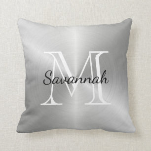 Luxus Silver Monogram Imitat Metal Kissen
