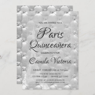 Luxus Silver Paris Quinceñera Celebration Einladung